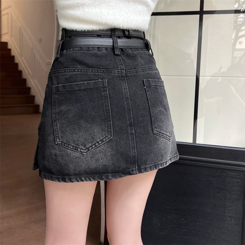 Chân Váy Jean Phối 2 Thắt Lưng LSEOUL CV0601 Sang Trọng Nữ Tính