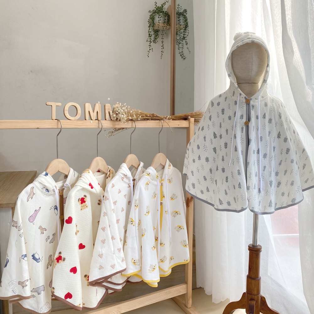 Áo choàng chống nắng tránh gió bé trai bé gái thun cotton 2 lớp thông hơi xuất Hàn TOMMY HOUSE