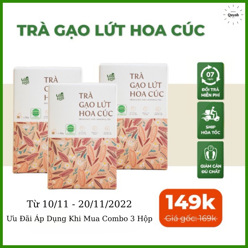 Trà Gạo Lứt Hoa Cúc WISE FOOD 600g, Thanh nhiệt, Mát gan, Lành tính