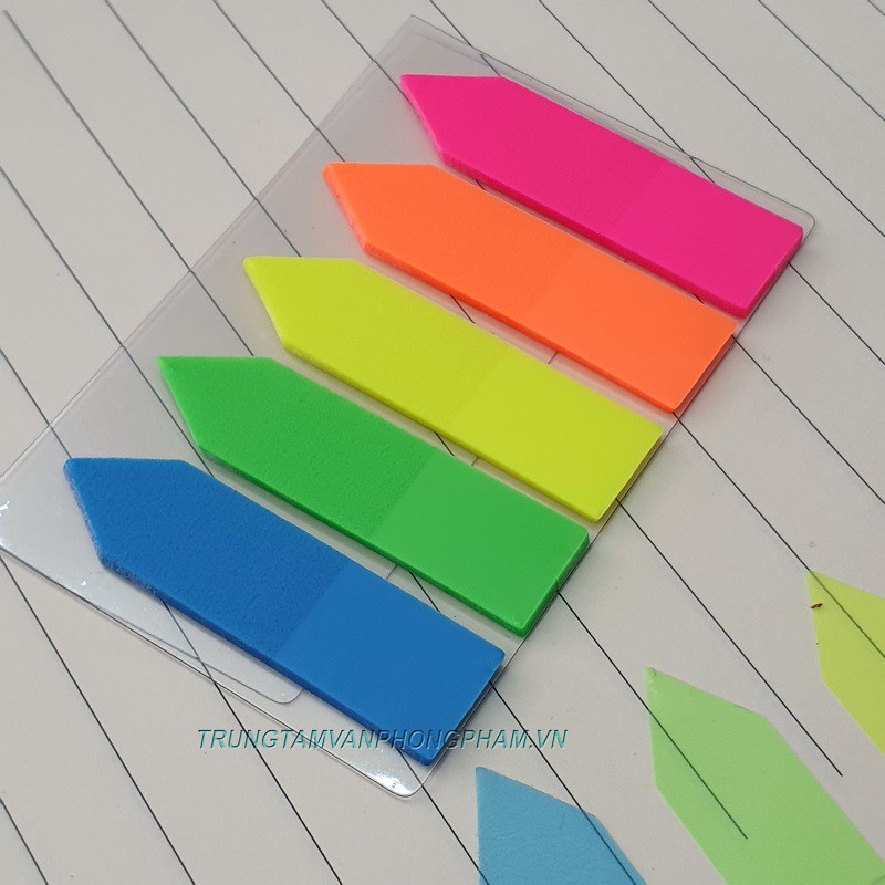 LỐC 10 XẤP Giấy Note 5 màu NONAME nhựa mũi tên 100 sheets - Giấy note ghi chú nhiều màu dùng đánh dấu trang sách