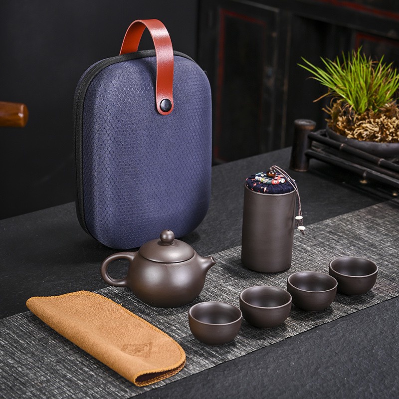 Bộ Ấm Trà Tử Sa Du lịch - Có Vali Xách Tay