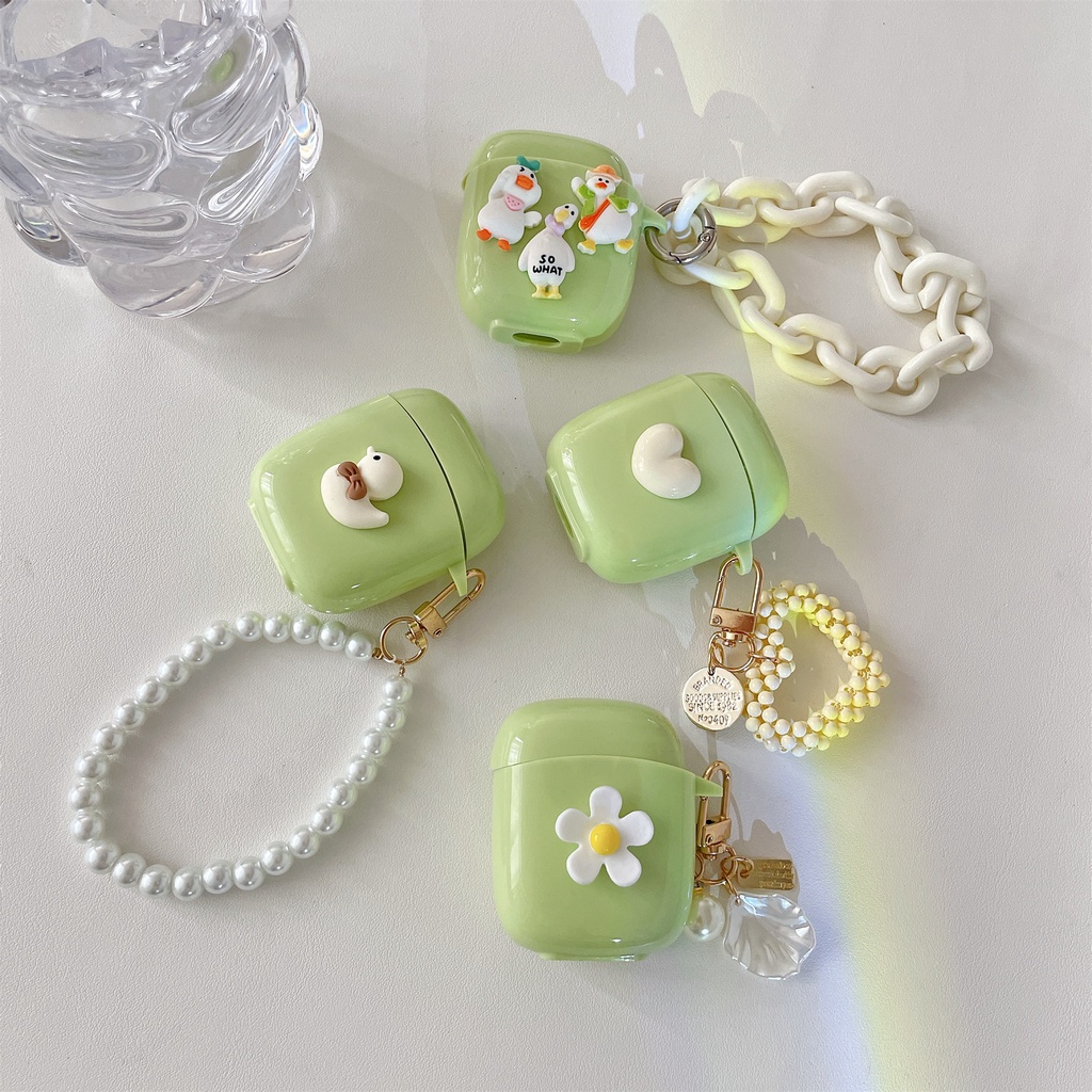 Vỏ Bảo Vệ Hộp Sạc Tai Nghe Bluetooth Không Dây Baseus W04 / W04 Pro Bằng tpu Mềm Màu Xanh Matcha Chống Sốc DIY