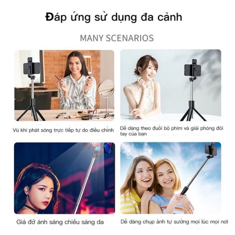 GẬY TỰ SƯỚNG QUAY PHIM CHỤP ẢNH CÓ BLUETOOTH ĐÈN LED 3 CHÂN ĐA NĂNG MẪU MỚI LOẠI TỐT
