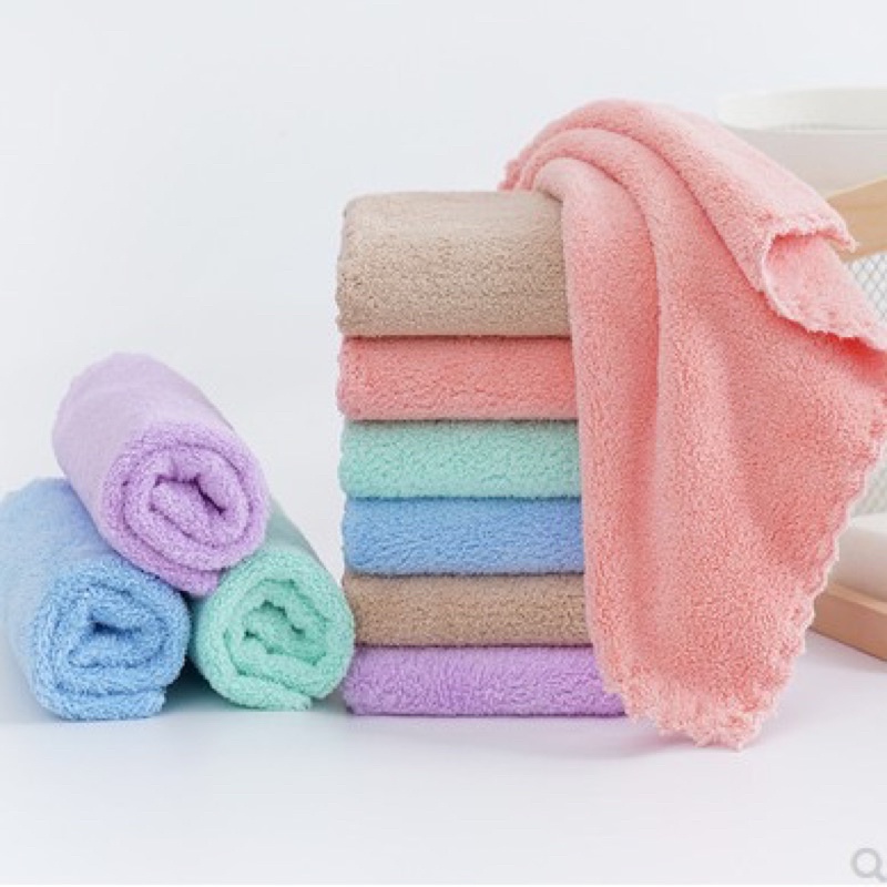 Set 10 Khăn Hàn Quốc, khăn lông cừu 30x30 siêu mềm siêu thấm nước