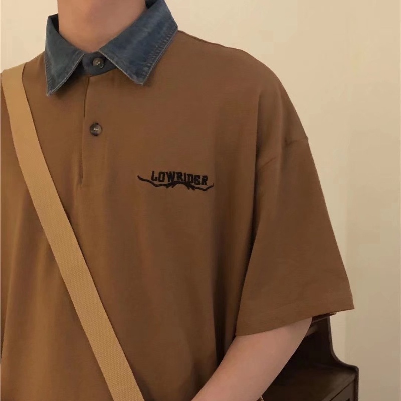 Áo polo Tay Lửng Dáng Rộng Phong Cách Hàn Quốc Thời Trang Mùa Hè Hàng Mới 2022 Dành Cho Bạn Nam Cỡ M-2XL