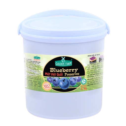 🍂Giảm giá🍂  Mứt Golden Farm xô 5KG cam/dâu/thơm/dâu tằm/phúc bồn tử/việt quất Date mới