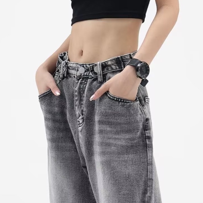 Quần jeans nam Dài Phối Vết Rách Cá Tính quần jean ống suông cao cấp quần bò Nam hàn quốc quần jean rách gối