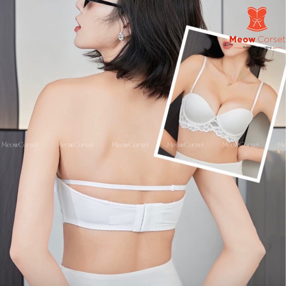 Áo lót nữ quả ngang chống tụt đệm dày 2,5cm nâng ngực gọng dẻo cao cấp A028 [MEOW Corset]