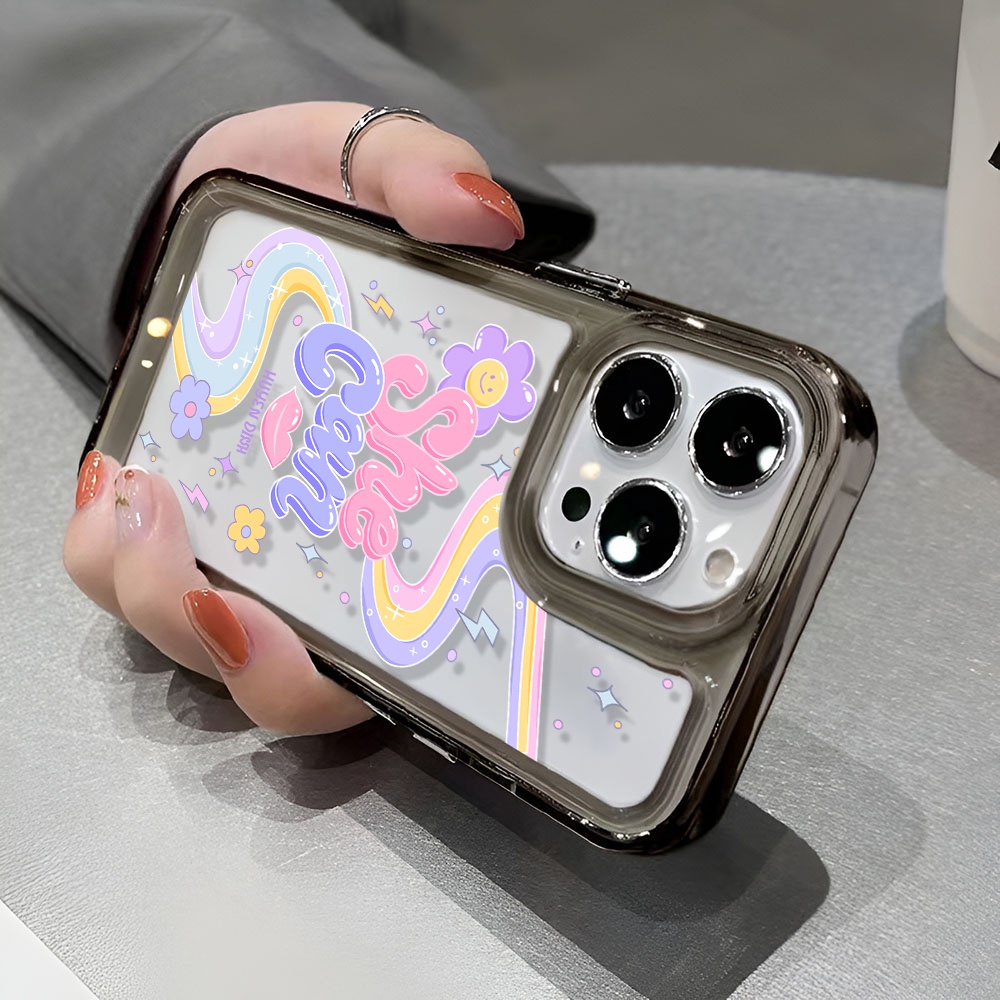 Ốp Điện Thoại Trong Suốt In Hình Hoa Và Cầu Vồng Cho iphone 14 Pro Max 13 11 12 7Plus X XR XS Max 8 7