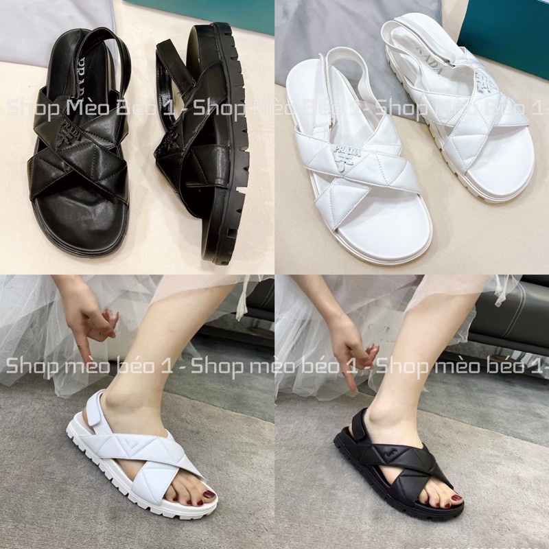 Sandal prd quai chéo trần chỉ đế bằng fullbox
