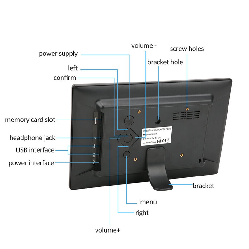 Khung Ảnh Kỹ Thuật Số 10.1 Inch 1024x600 HD Màn Hình LED Siêu Mỏng