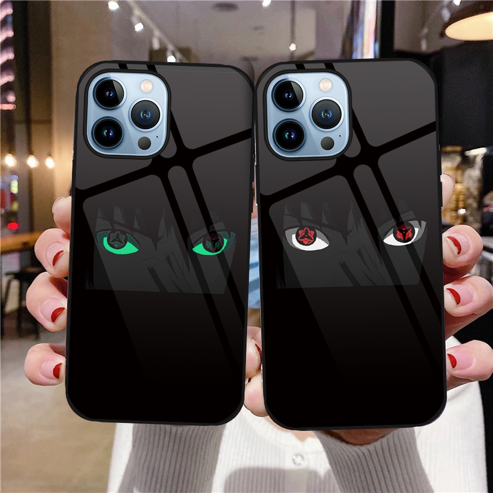 Ốp Điện Thoại Kính Cường Lực Dạ Quang In Hình Anime Naruto Cho iPhone 14Pro 11 13 Pro Max 12 14Plus