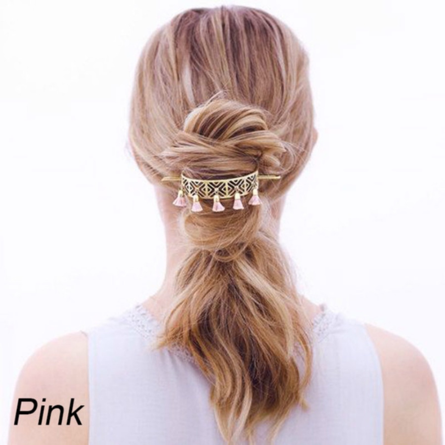 Kẹp Tóc Kim Loại Thiết Kế Tua Rua Phong Cách Retro