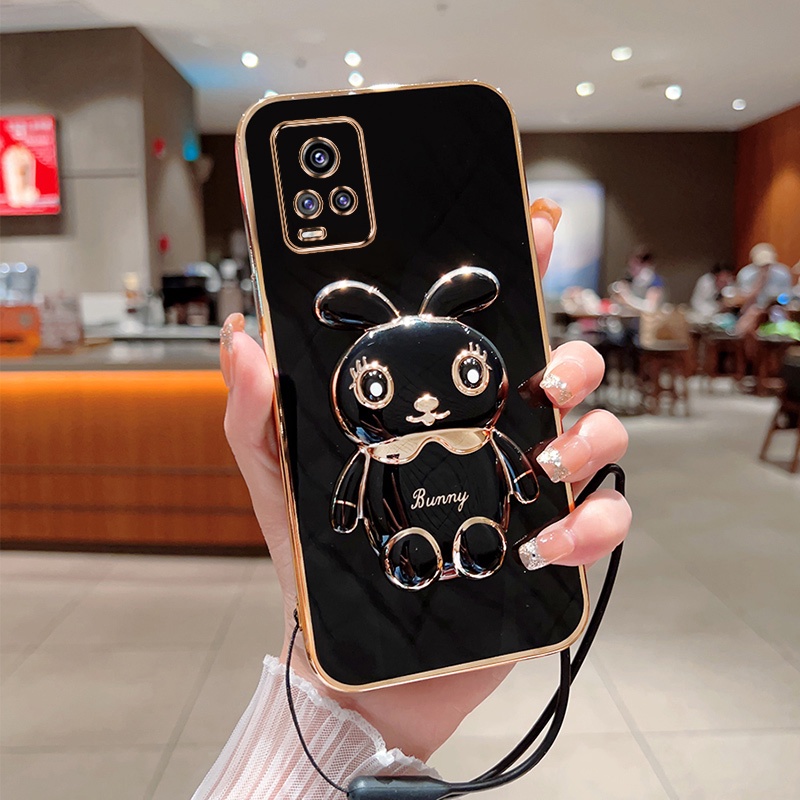 Ốp Lưng Dẻo Hình Con Thỏ Có Chân Đỡ Cho Vivo V2022 V2023 V2024 V2025 1920 1915 1935 1938 1919