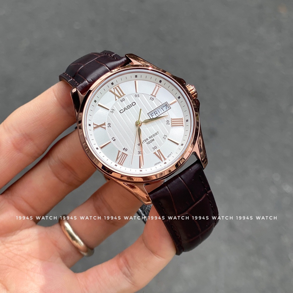 ĐỒNG HỒ NAM DÂY DA MẶT TRÒN CHỐNG NƯỚC CASIO MTP-1384L-7A HÀNG CHÍNH HÃNG