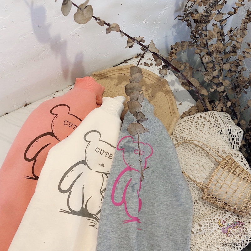 Đầm Nỉ Đệm Nhung In Họa Tiết Hoạt Hình Phong Cách Hàn Quốc Cho Bé Gái