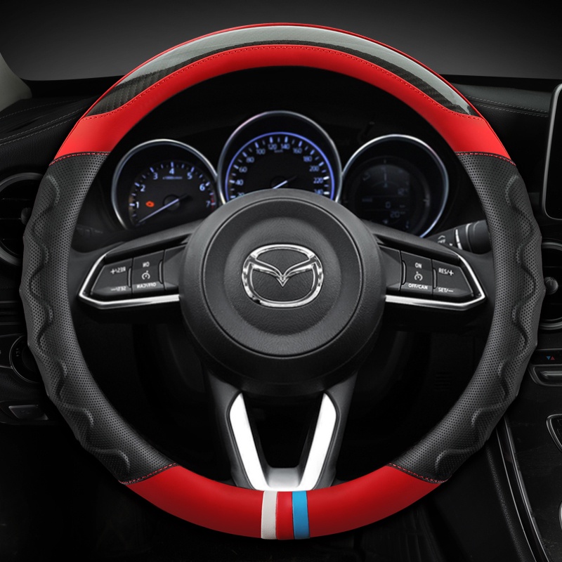 Vỏ Bọc Vô Lăng Bằng Da Sợi Carbon Cho Mazda 3 Axela Atenza Mazda6 Mazda CX-3 CX-4 CX-5 CX-7 CX-9