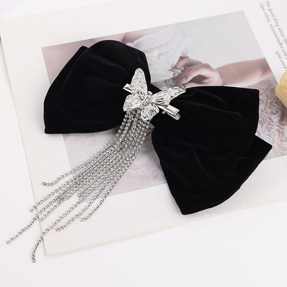 Kẹp Tóc Đính Nơ Vải Nhung Phong Cách Hàn Quốc Cổ Điển Thời Trang Cho Nữ