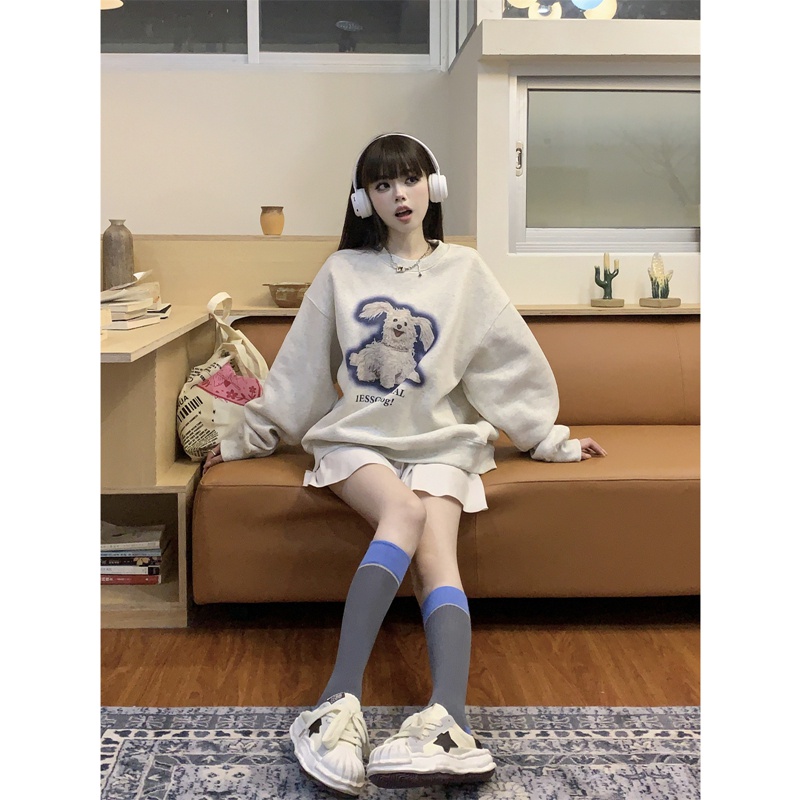 NRVP Áo thun nữ dài tay dáng rộng phong cách Hàn Quốc