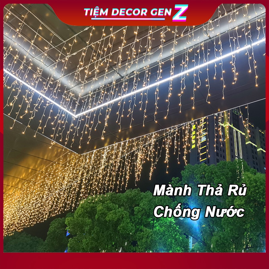 Đèn Led mành thả rủ ngoài trời NHÁY ĐIỂM CHÂU ÂU chống nước  - Đèn nháy rủ trang trí ban công, sảnh, quán cafe, sân vườn
