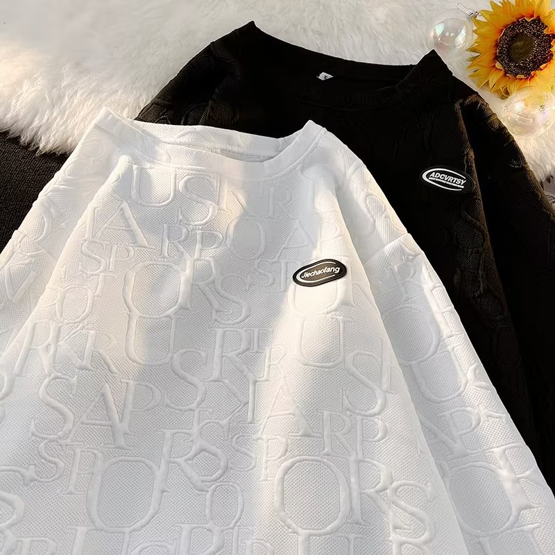 Áo Sweater Cổ Tròn Tay Dài Dập Nổi Chữ Waffle Phong Cách Mùa Thu Mới Cho Nam