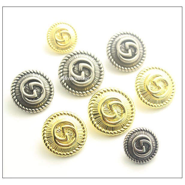 Sét 5 khuy nút cúc kim loại Double G bền màu sang đẹp