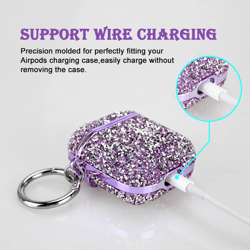 Vỏ Bảo Vệ Hộp Sạc Tai Nghe AirPods 1 2 3 Pro 2nd 3rd Bằng TPU Mềm Chống Sốc Họa Tiết Kim Cương Thời Trang