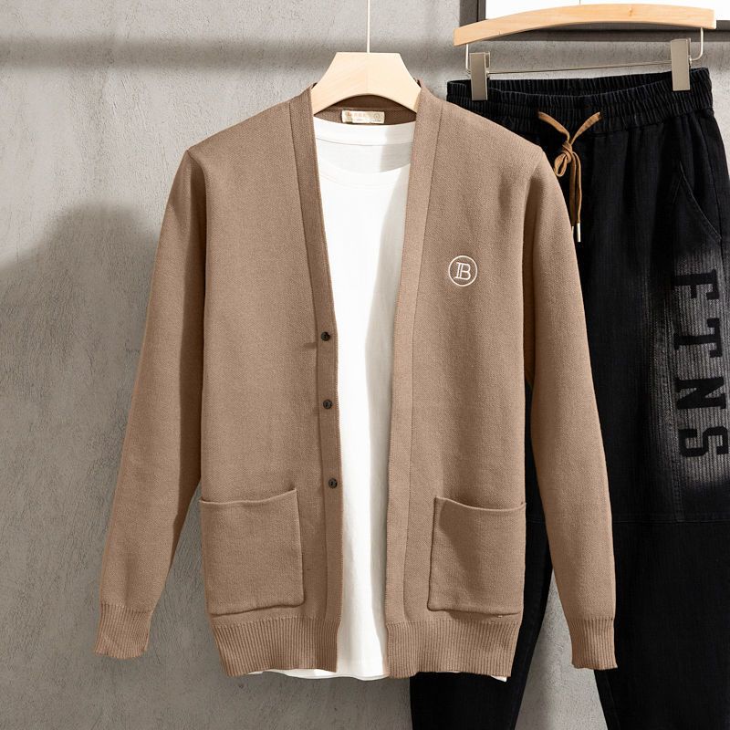 Áo Khoác Cardigan Dệt Kim Dáng Ôm In Logo Haibinzulu Thời Trang Mùa Đông Cho Nam