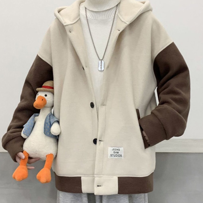 Áo khoác cardigan IELGY có mũ trùm đầu dày phong cách Hong Kong thời trang dành cho nam