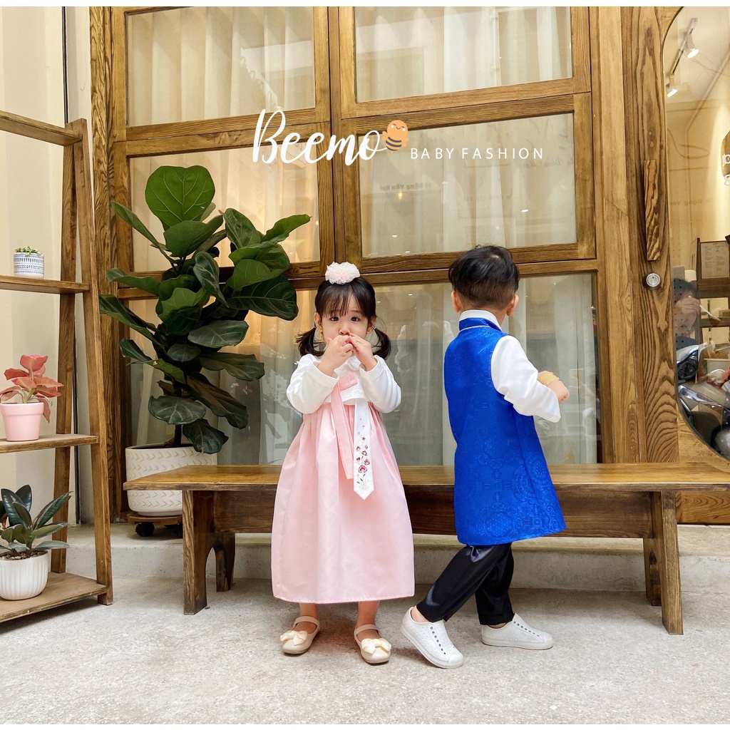 Bộ Hanbok truyền thống cho bé trai, bé gái BEEMO, Chất liệu gấm cao cấp B240