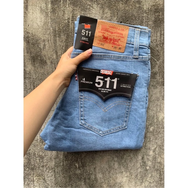 Quần Jean dài nam LV xanh sáng chất vải co dãn full tem mác chuẩn hãng