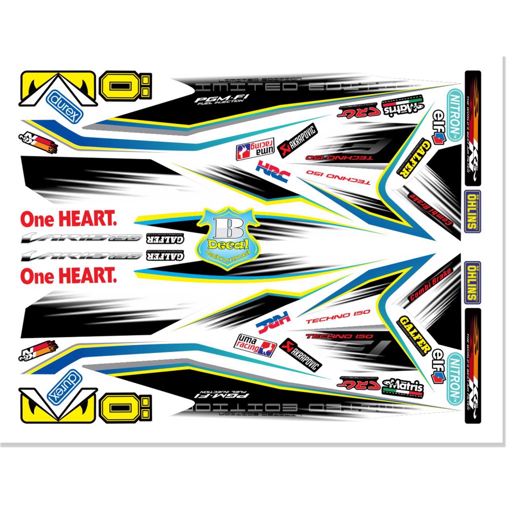 FREE SHIP + SALE SỐC +DECAL PVC 5 LỚP CHẤT LƯỢNG CAO Tem rời vario 150 FI trắng