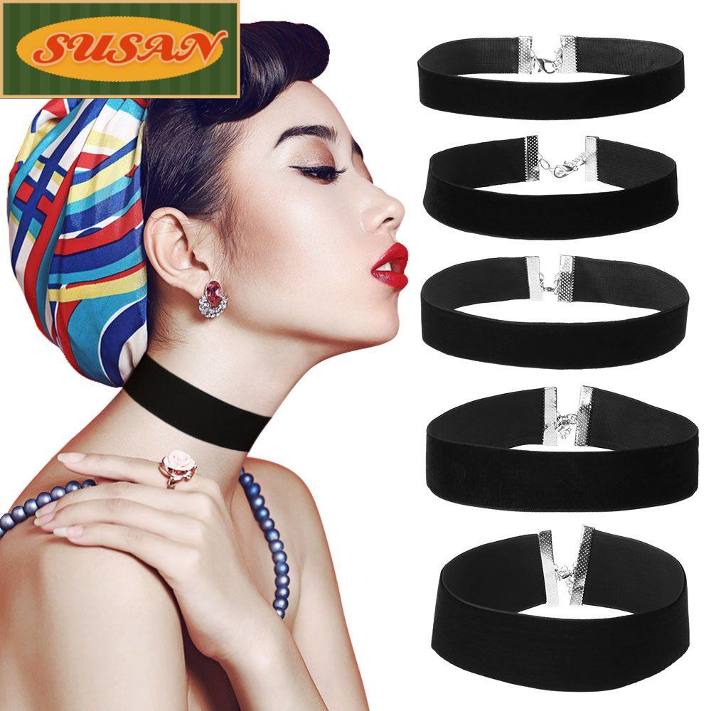 Vòng cổ choker vải nhung phối ruy băng đen phong cách gothic cổ điển thời trang cho nữ