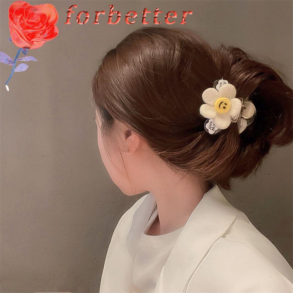 Kẹp tóc nữ hình bông hoa mặt cười bằng nhựa resin thanh lịch phong cách Hàn Quốc