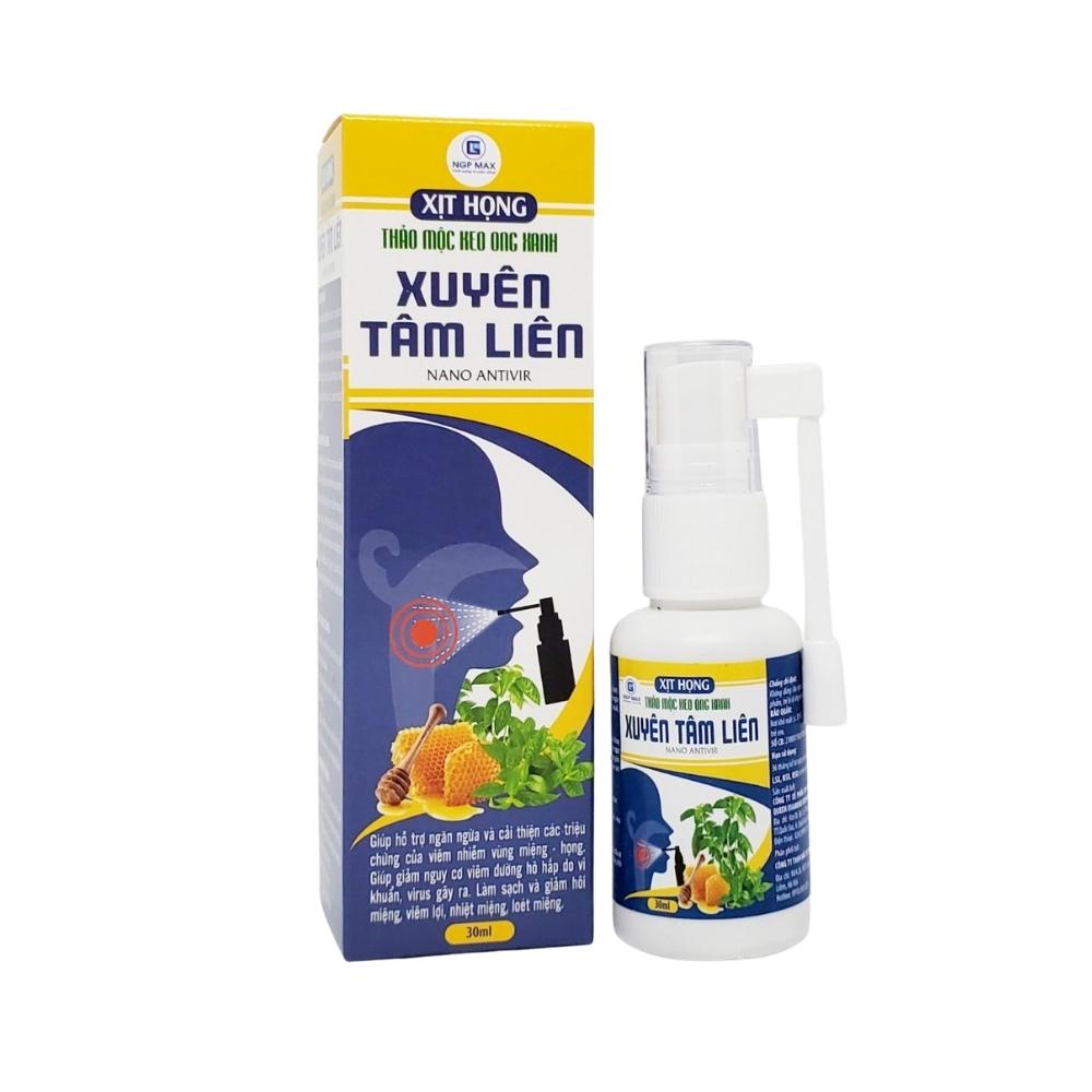 Xịt họng Keo Ong Xuyên Tâm Liên - Hỗ trợ Làm sạch, Giúp giảm nguy cơ viêm đường hô hấp (Chai 30ml)