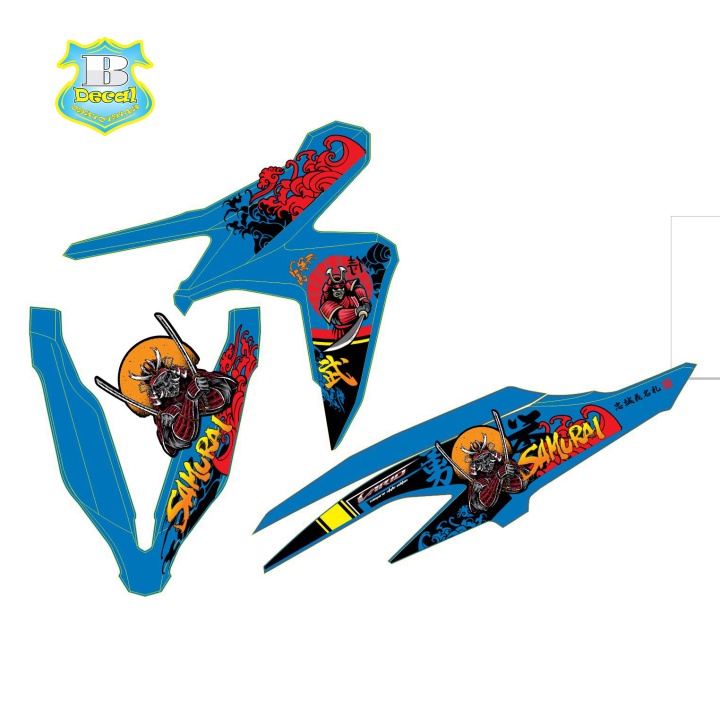 DECAL PVC 5 LỚP CHẤT LƯỢNG CAO Tem rời vario 150 samurai xanh