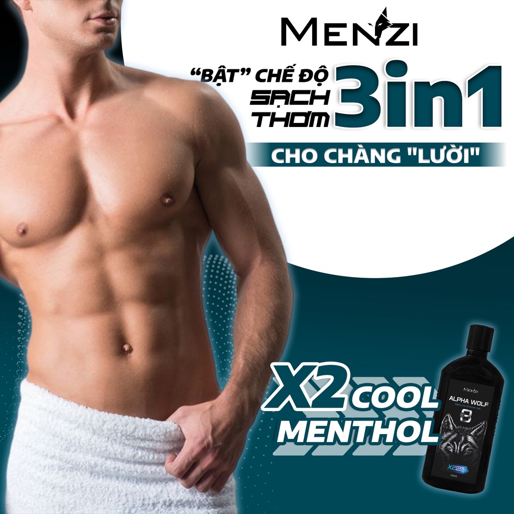 Sữa Tắm Gội Menzi 3 trong 1, Ngừa Gàu, 6H Lưu Hương Nước Hoa Pháp 330ml/chai