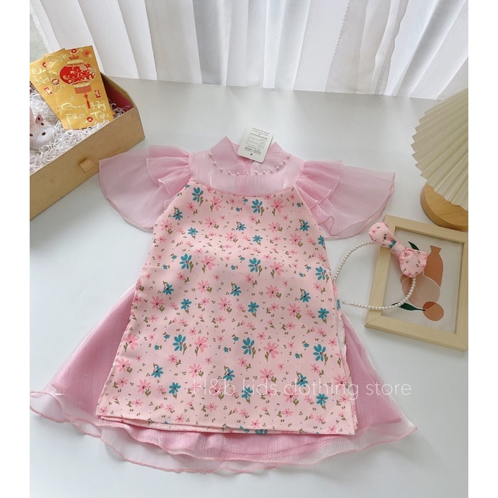 Áo dài cách tân màu đỏ bé gái - Áo dài cách tân màu vàng bé gái - Áo dài cách tân màu hồng- Áo dài cách tân màu trắng bé