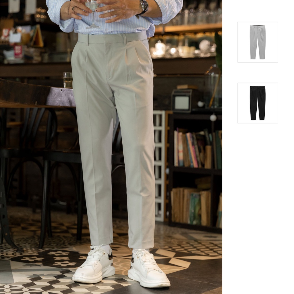 Quần Tây Nam Cropped Fit BC Zipper , Chất Vải Cotton Pha Spandex , QT001633,SOMEHOW