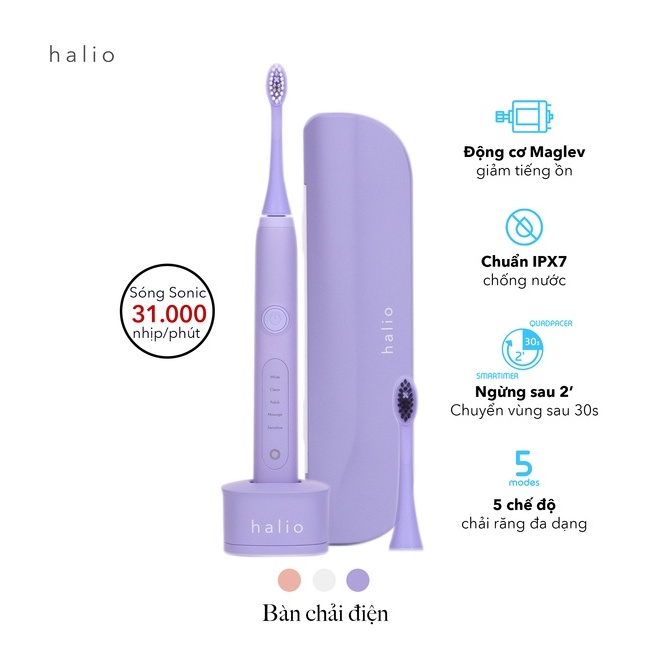 Combo Bàn Chải Điện Halio Sonic Whitening Electric