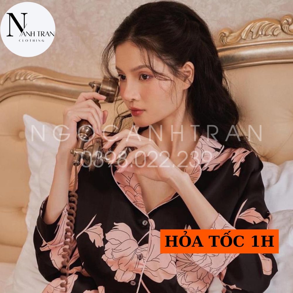 Bộ ngủ mặc nhà pijama lụa cao cấp Vic to ria’s Se cret họa tiết nhã nhặn