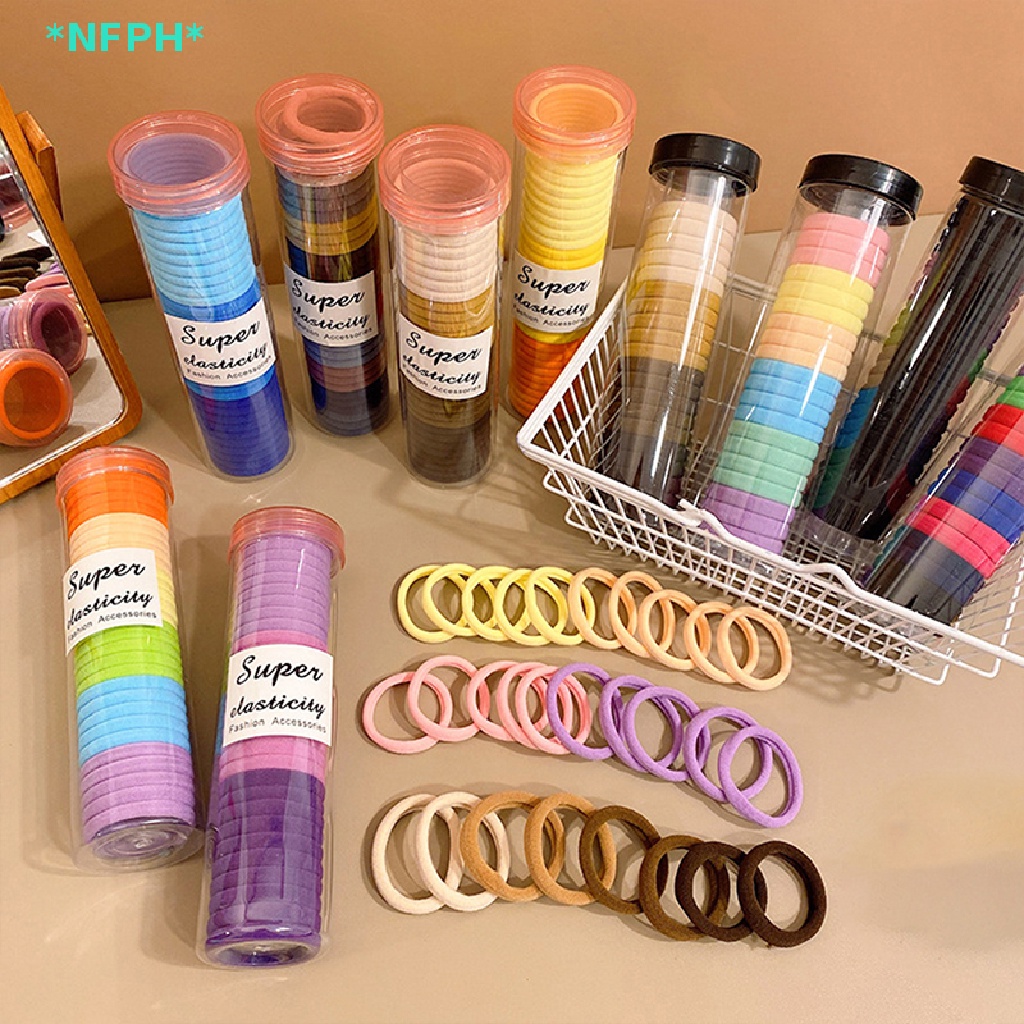 Set 30 Dây Buộc Tóc Cao Su Co Giãn Màu Trơn Dễ Thương Cho Bé Gái Mới