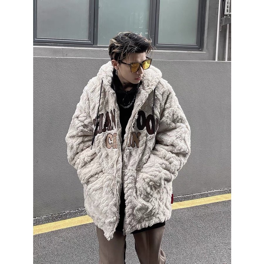 💃 Áo Khoác Lông Unisex CHANJOO Thêu Chữ Dáng Thụng HOT