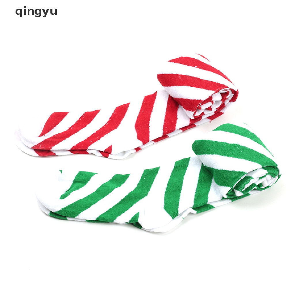 Vớ Dài Qua Gối Họa Tiết Sọc Trang Trí Giáng Sinh Cho Nữ