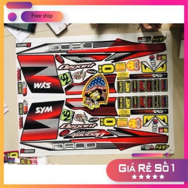 FREE SHIP + QUÀ TẶNG Tem rời xe Elegant 50 nano sọc đỏ đen