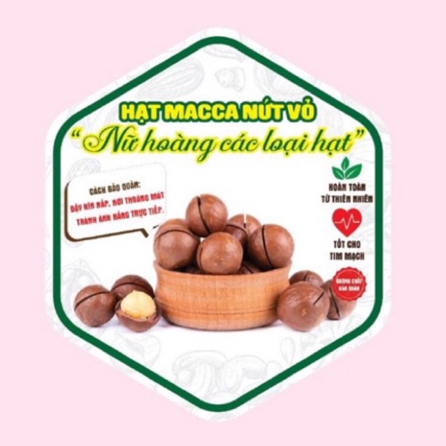 Tem Dán Hạt Macca Nứt Vỏ - 7x8cm Bao Keo Tem Xịn Dán Thân Hộp Giá Rẻ