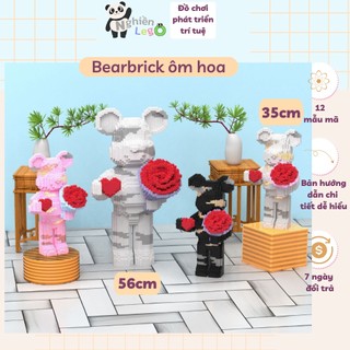 Mô hình lắp ráp bearbrick ôm hoa Lắp ráp mô hình bearbrick ôm hoa gấu cầm hoa Đồ chơi lắp ráp xếp hình NGIỀN Store