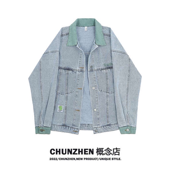 O Áo Khoác denim nam N Basic M U O Thu Ng M Nh T O Kho C Bomber Formm R Ng CHUNZHEN Phong Cách Đường Phố Thường Ngày Dáng rộng Tay Dài Màu Sắc Phù Hợp Với Mùa Thu Cho nữ