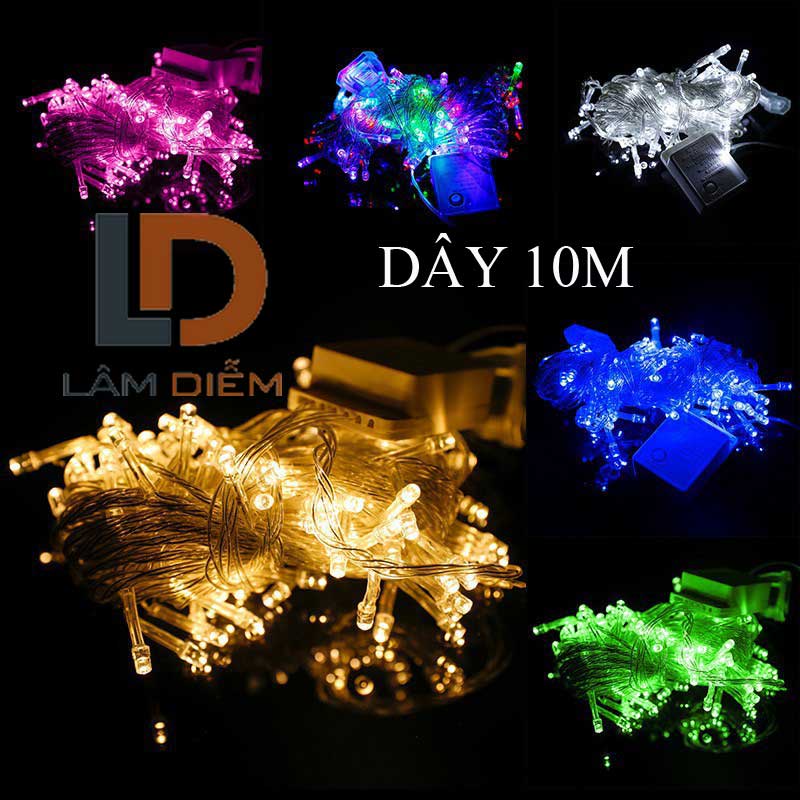 Đèn led dây trang trí chớp nháy dài 10M bóng nhiều màu