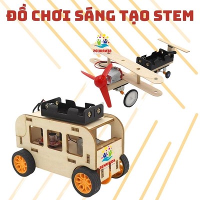 STEAM - Đồ Chơi Khoa Học Thông Minh - Lắp Ráp Mô Hình Xe Bus Và Máy Bay Phản Lực Bằng Gỗ Benrikids